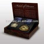Customized wooden medal box for two medals ZQ-J-044