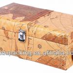 OEM service map pattern leather decorative wine boxes KD-V1003