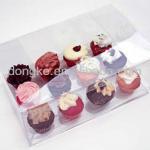 plastic clear cupcake box set for 12 packs transparent box for a cupcake with base inside