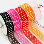 Polka dots printed nylon organza ribbon cardboard spool package