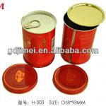 round tin box with two lids for tea H-003