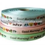 smooth surface silkscreen printed satin ribbon for garments printed satin ribbon 25978
