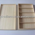 unfinished wood tea box with 5 compartments MSPB-Q4-TB4